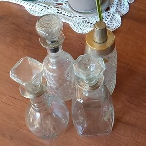 Set of 4 Vintage Liquor Glass Bottles